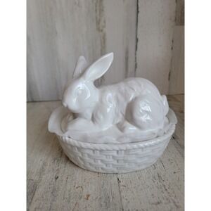 Dwell bunny nest essentials Easter white rabbit basket cannister ceramic bunny